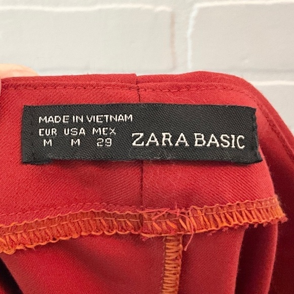 Zara Culotte Trousers Cropped Red Brick Cinnamon Wide leg Slash Pockets M - Picture 6 of 11